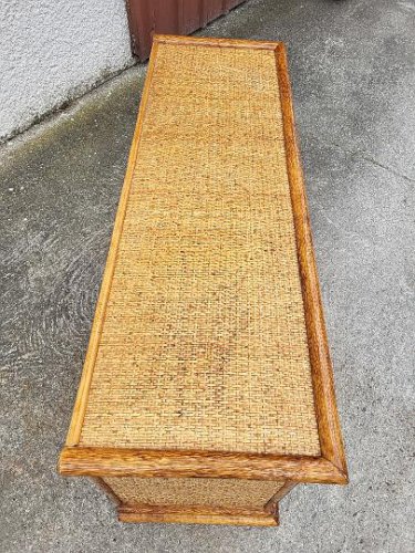 COMMODE 7 TIROIRS EN ROTIN DE MAUGRION VINTAGE