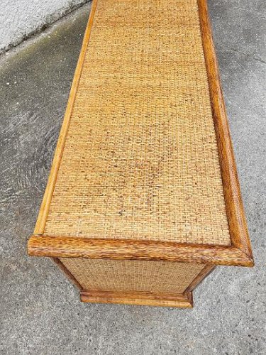 COMMODE 7 TIROIRS EN ROTIN DE MAUGRION VINTAGE