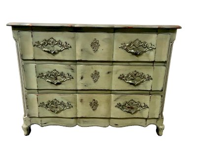 Crossbow commode in Louis XV style in patinated oak