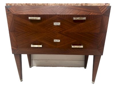 Art Deco commode with cut corners in mahogany veneer 20th century
