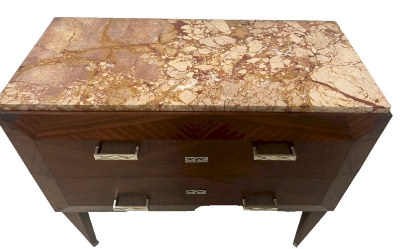 Commode Art Déco a pans coupées en placage d'acajou XX siècle