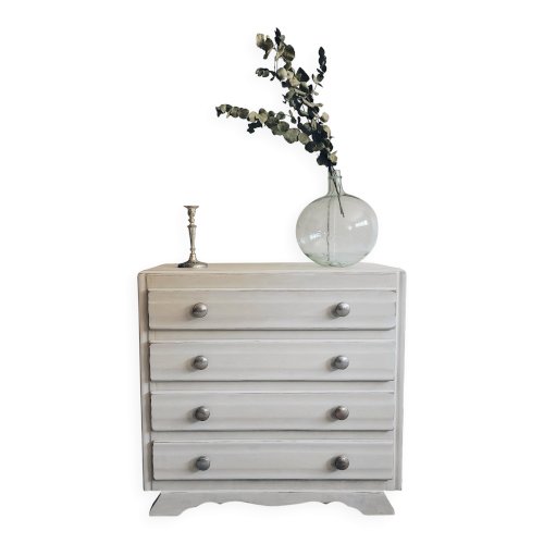 Commode Art Déco blanche patinée