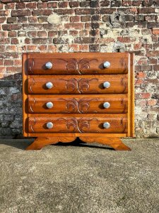 Art Deco chest of drawers, vintage antique furniture with marble top