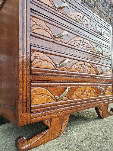 Commode art déco, meuble ancien vintage plateau marbre