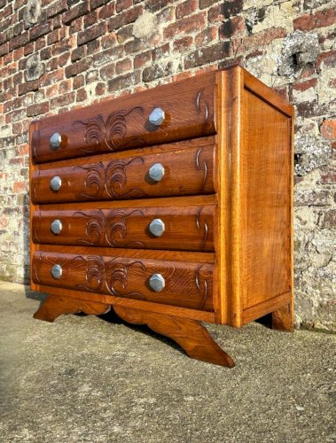 Commode art déco, meuble ancien vintage plateau marbre