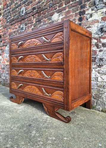 Commode art déco, meuble ancien vintage plateau marbre