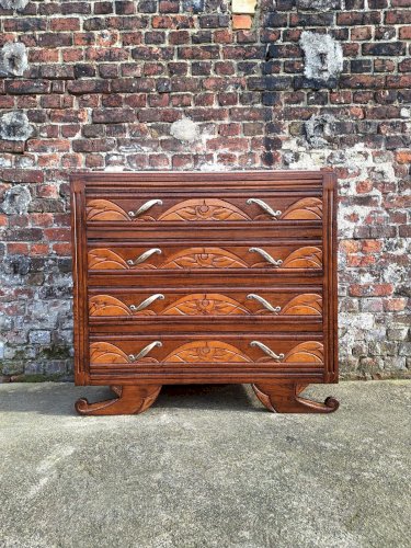 Commode art déco, meuble ancien vintage plateau marbre
