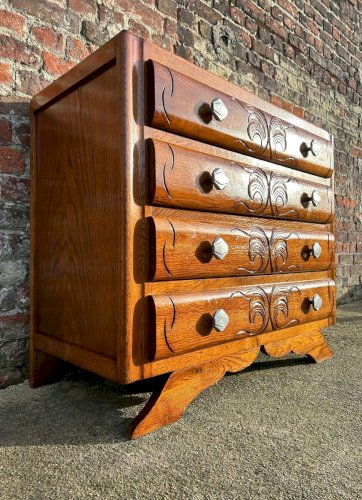 Commode art déco, meuble ancien vintage plateau marbre