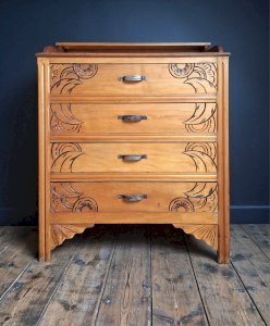 Art Deco chest of drawers, vintage antique furniture.