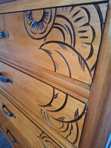 Commode coiffeuse art déco, meuble ancien vintage