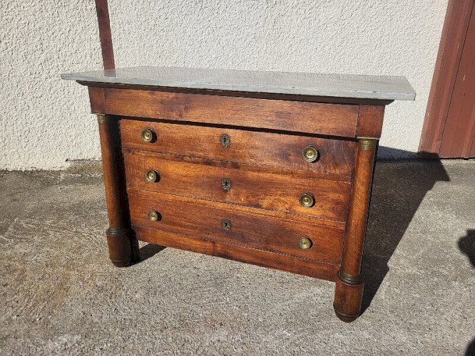 COMMODE EMPIRE 4 TIROIRS EN NOYER DU XIX ème SIECLE