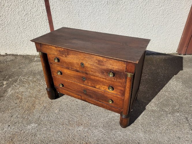 COMMODE EMPIRE 4 TIROIRS EN NOYER DU XIX ème SIECLE