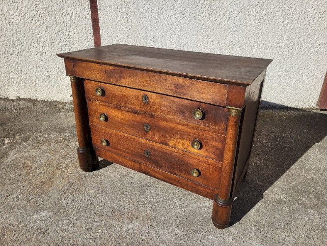 COMMODE EMPIRE 4 TIROIRS EN NOYER DU XIX ème SIECLE