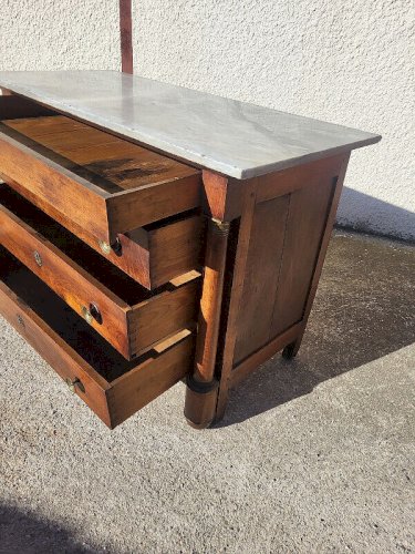 COMMODE EMPIRE 4 TIROIRS EN NOYER DU XIX ème SIECLE