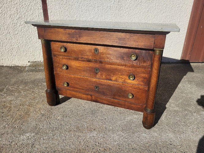 COMMODE EMPIRE 4 TIROIRS EN NOYER DU XIX ème SIECLE