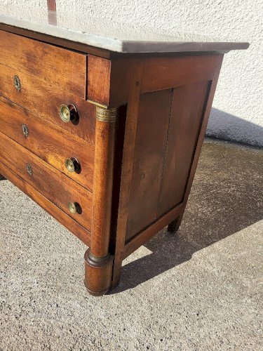 COMMODE EMPIRE 4 TIROIRS EN NOYER DU XIX ème SIECLE