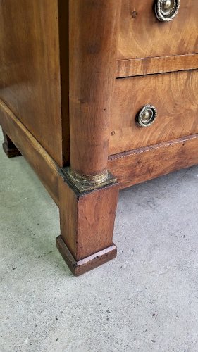 COMMODE EMPIRE EN NOYER PLATEAU MARBRE BLANC DU XIX ème SIECLE