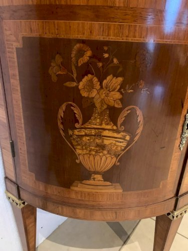 Commode En Demi Lune De Style Louis XVI En Marqueterie Fin Du XIX Siècle