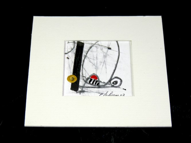 Composition mixte acrylique abstraite signée Patrick Duperron 2003