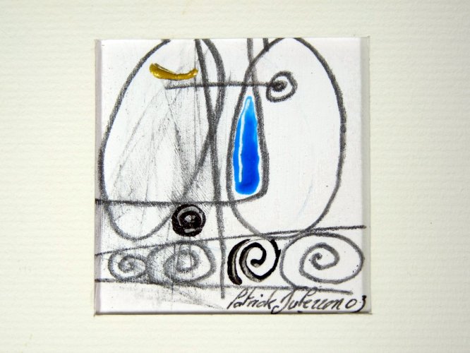 Composition mixte acrylique abstraite signée Patrick Duperron 2003