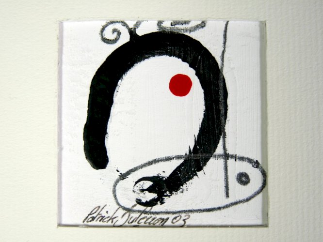 Composition mixte acrylique abstraite signée Patrick Duperron 2003