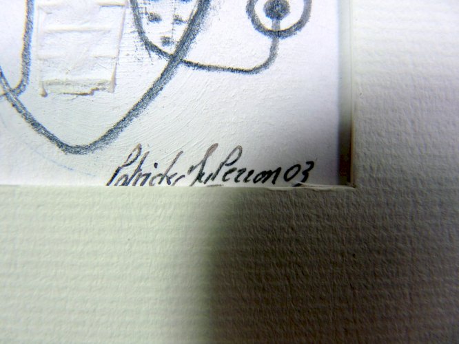 Composition mixte acrylique abstraite signée Patrick Duperron 2003