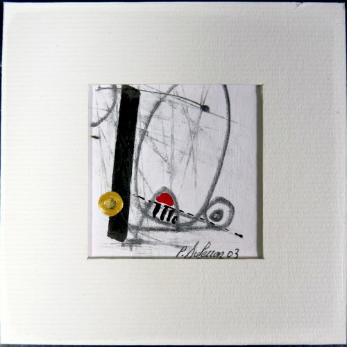 Composition mixte acrylique abstraite signée Patrick Duperron 2003