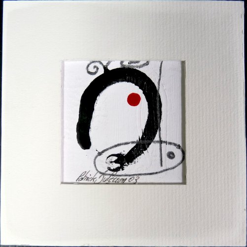 Composition mixte acrylique abstraite signée Patrick Duperron 2003