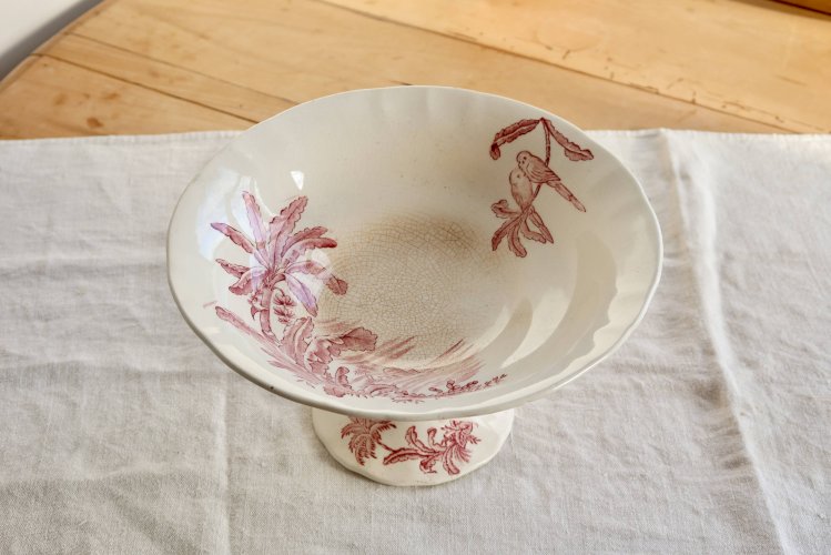 Compotier ancien Longchamp terre de fer rose – Modèle exotique