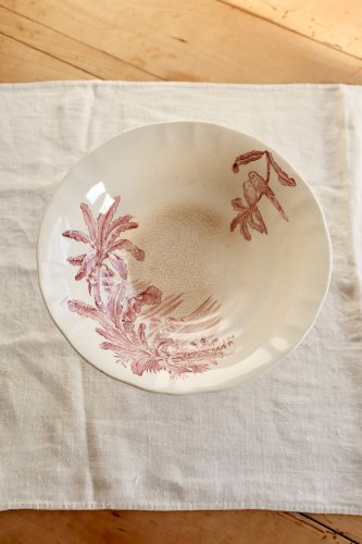 Compotier ancien Longchamp terre de fer rose – Modèle exotique