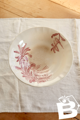 Compotier ancien Longchamp terre de fer rose – Modèle exotique