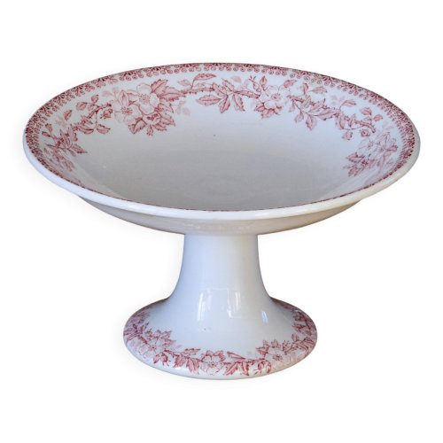 Compotier ancien terre de fer rose fleurs