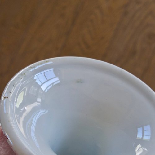 Compotier ancien terre de fer rose fleurs