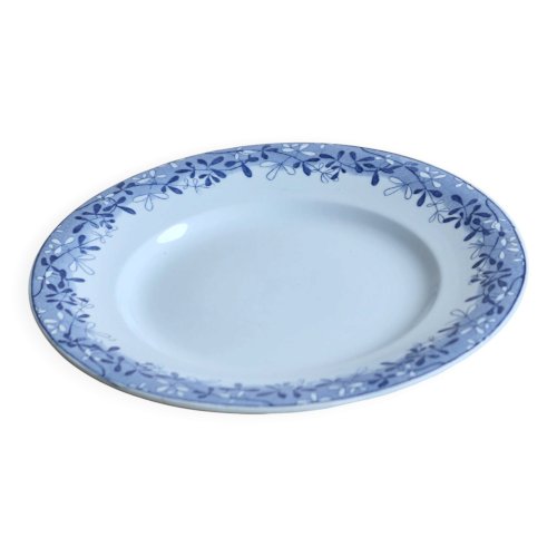 Compotier faïence anciennes Sarreguemines U&C modèle Mimosa bleu