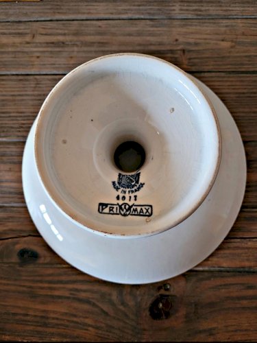 Compotier Saint Amand en terre de fer bleue, service Primax, début 1900