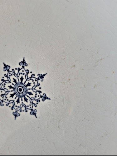 Compotier Saint Amand en terre de fer bleue, service Primax, début 1900