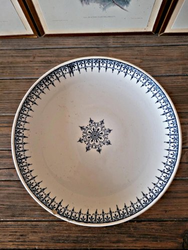 Compotier Saint Amand en terre de fer bleue, service Primax, début 1900