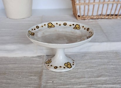 Vintage Boch La Louvière earthenware compote - Orange decoration