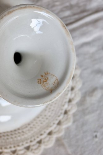 Compotier vintage terre de fer Boch La Louvière- Décor orange