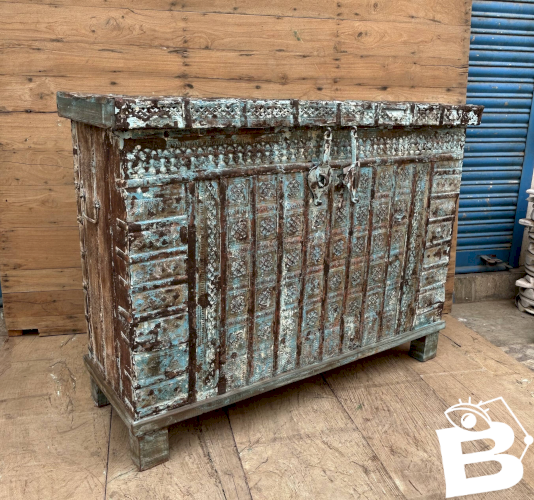 console - coffre de mariage en teck birman