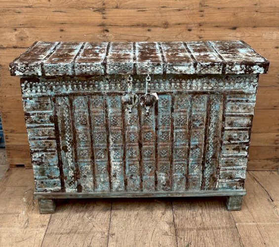 console - coffre de mariage en teck birman