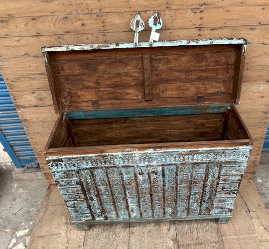 console - coffre de mariage en teck birman