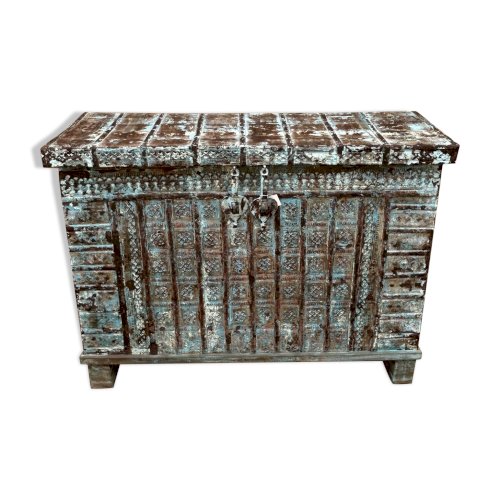 console - coffre de mariage en teck birman