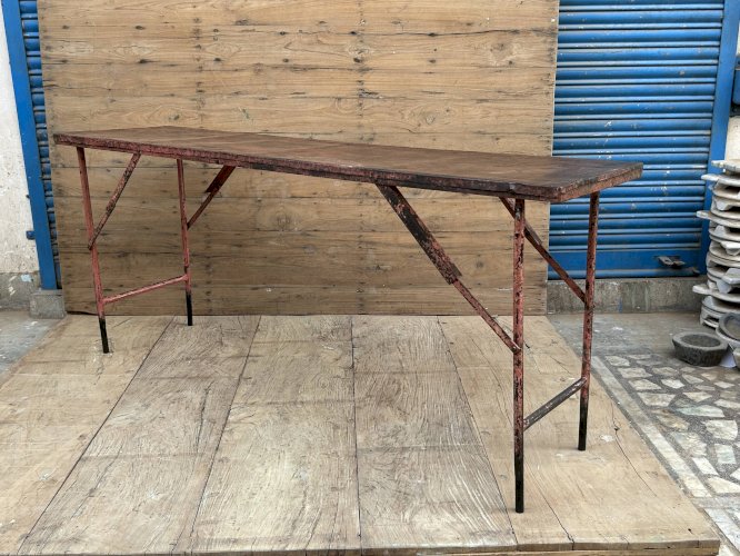 Console datelier pliante en métal avec patine dorigine