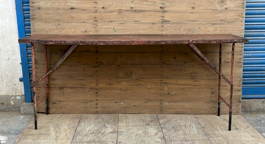 Console datelier pliante en métal avec patine dorigine