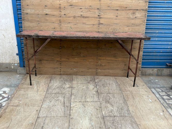 Console datelier pliante en métal avec patine dorigine