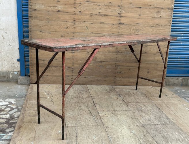 Console datelier pliante en métal avec patine dorigine