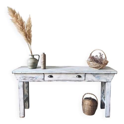 Console / tablette patinée en bois