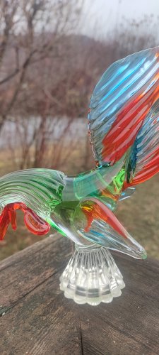 Coq en verre plein soufflé Style Murano