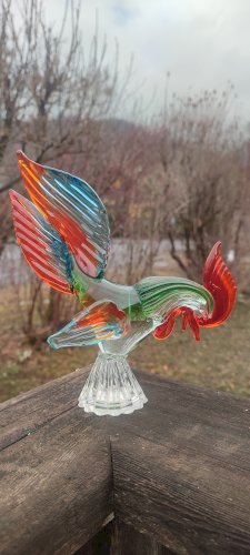Coq en verre plein soufflé Style Murano